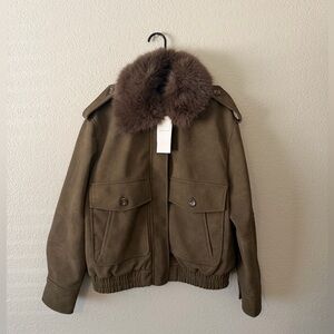 Zara women’s brown faux suede jacket size small